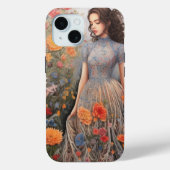 女の子と花でいっぱいのiPhone 15ケース Case-Mate iPhoneケース (裏面)