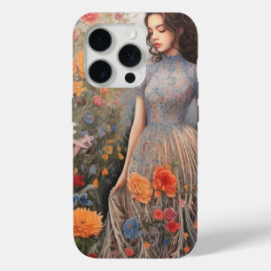 女の子と花でいっぱいのiPhone 15 Proケース iPhone 15 Proケース