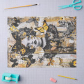 女の子と蝶のヴィンテージの切り離し 薄葉紙 (クラフト)