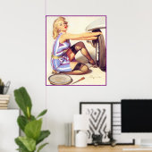 女の子と車 ポスター (ホームオフィス)