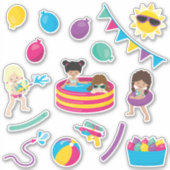 女の子と遊の水 シール (正面)