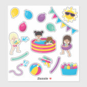 女の子と遊の水 シール (シート)