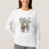女の子と雪だるまが雪のTシャツを手放す Tシャツ (正面)