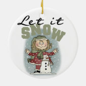 女の子と雪だるまレットイットスノーキープサケオーナメント セラミックオーナメント (裏面)
