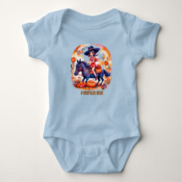 女の子と馬のグレートパンプキンラン ハロウィン ベビーボディスーツ