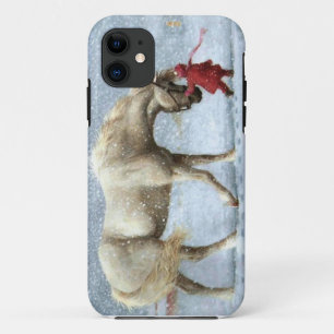 女の子と馬の冬のiPhone 5ケース iPhone 11 ケース