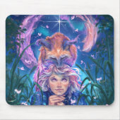 女の子と魔法の杖のファンタジー マウスパッド (正面)