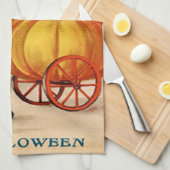 女の子と黒猫 キッチンタオル (四つ折り)