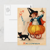 女の子と黒猫 ポストカード (正面/裏面)