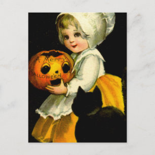 女の子と黒猫 ポストカード