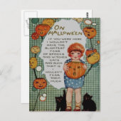 女の子と黒猫 ポストカード (正面/裏面)