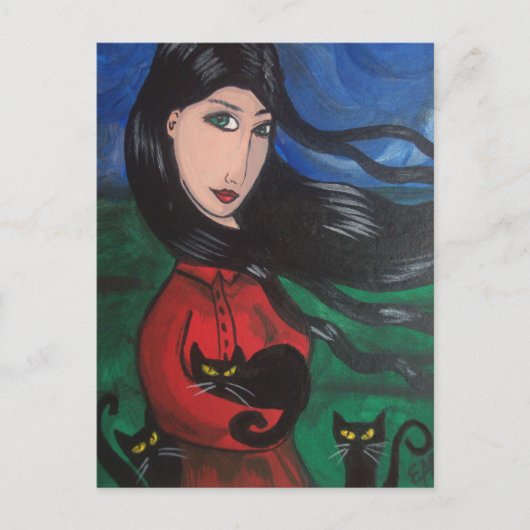 女の子と黒猫 ポストカード (正面)