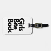 "女の子にかみ戻す"おもしろいシンプル黒+白 ラゲッジタグ (正面横)