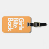 "女の子にかみ戻す"オレンジ明おもしろいるい ラゲッジタグ (正面横)