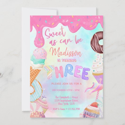 女の子になれる甘い3rd誕生日の招待 招待状 (正面)