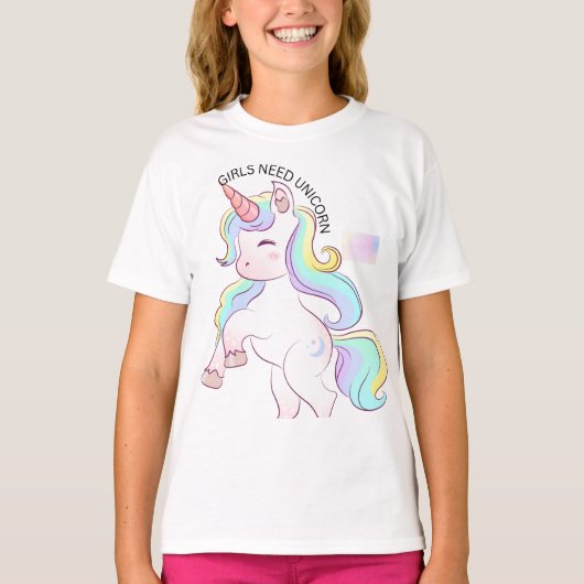 女の子にはユニコーンが必要 Tシャツ (正面)