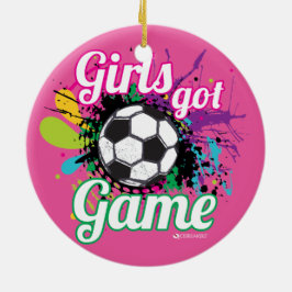 女の子によって得られるゲームのサッカーのオーナメント セラミックオーナメント