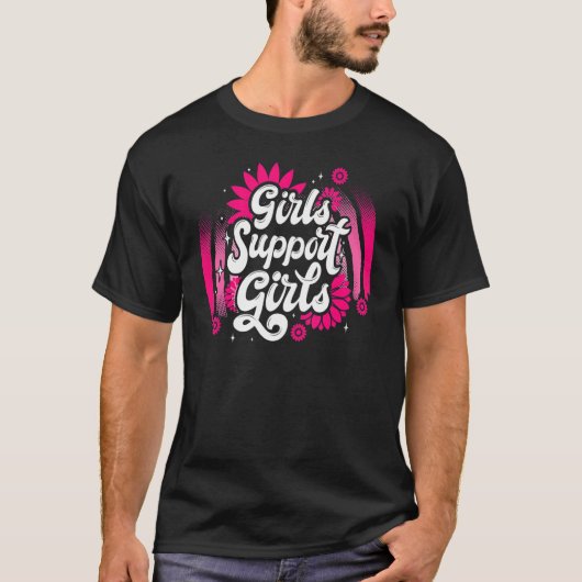 女の子による女の子の力は女の子と女のEsをサポート Tシャツ (正面)