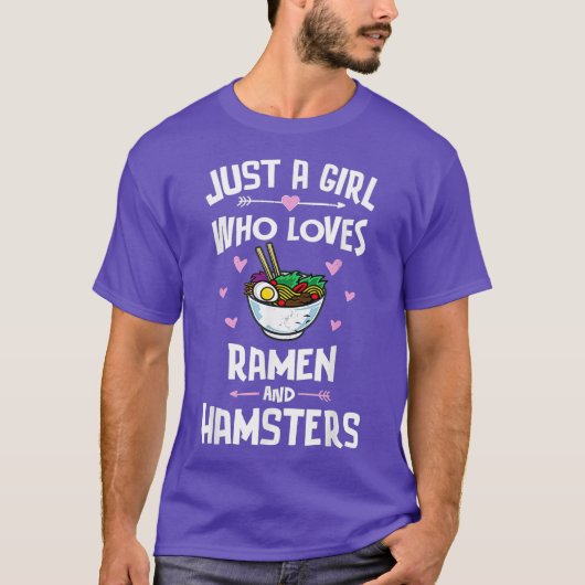 女の子にアニメを贈るラーメンとハムスター Tシャツ (正面)