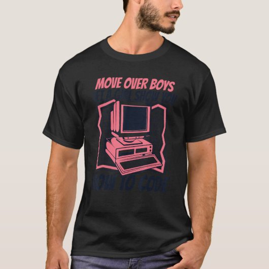 女の子にコードの書き方を教えてもらおう コーダー ソフトウェア開発 Tシャツ (正面)