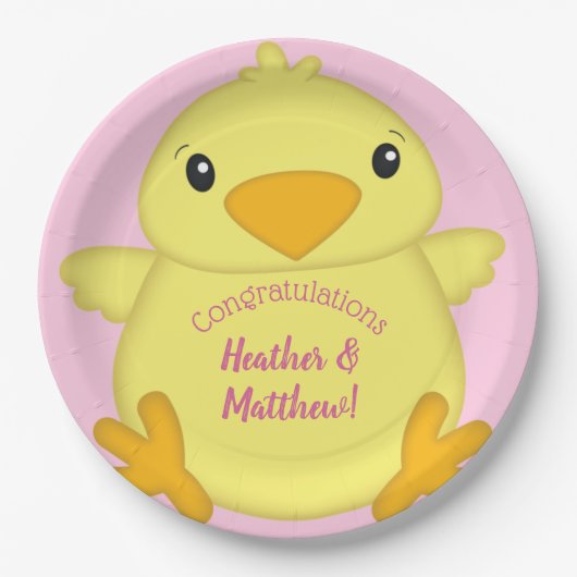 女の子にシャワーピンク ペーパープレート (正面)