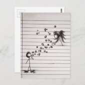 女の子にスティックフィギュア吹アニメの男の子の泡 ポストカード (正面/裏面)