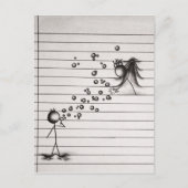 女の子にスティックフィギュア吹アニメの男の子の泡 ポストカード (正面)