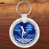 女の子にパーソナライズされた贈る青い白の体操 キーホルダー (正面)