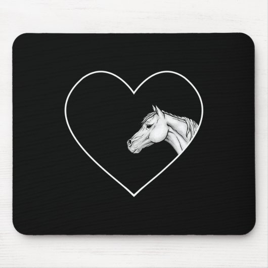 女の子に乗る美しい白い馬のハート マウスパッド (正面)