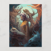 女の子に囲まれたエイリアンモンスタースルーリアルアート ポストカード (正面)