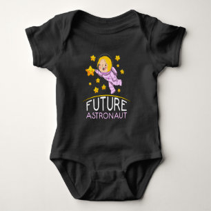 女の子に惑星を持つ将おもしろい来の宇宙飛行士 ベビーボディスーツ