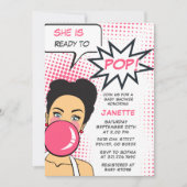 女の子に準備ができてバブルガポップ・アートのム赤ちゃんシャワー 招待状 (正面)