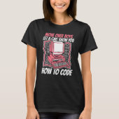 女の子にCoderソフトウェアのDevのコーディング方法を見せる Tシャツ (正面)