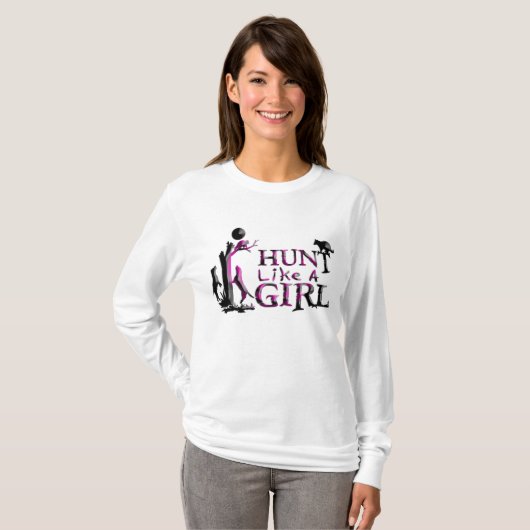 女の子のあらいぐまの狩りのフード付きスウェットシャツのような狩り Tシャツ (正面フル)