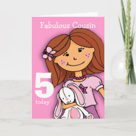 女の子のいとこの5番目の誕生日カード女の子らしピンク カード