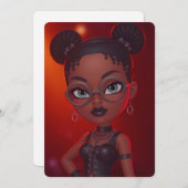 女の子のおもしろいカード 招待状 (正面/裏面)