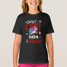 女の子のおもしろいジョークPapaは私のバレンタインのユニコーン Tシャツ