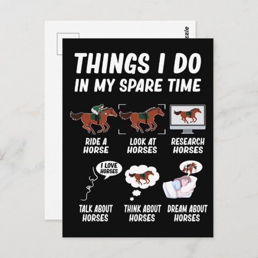 女の子のおもしろい馬の女性が乗る ポストカード (正面/裏面)