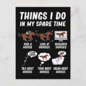 女の子のおもしろい馬の女性が乗る ポストカード (正面)