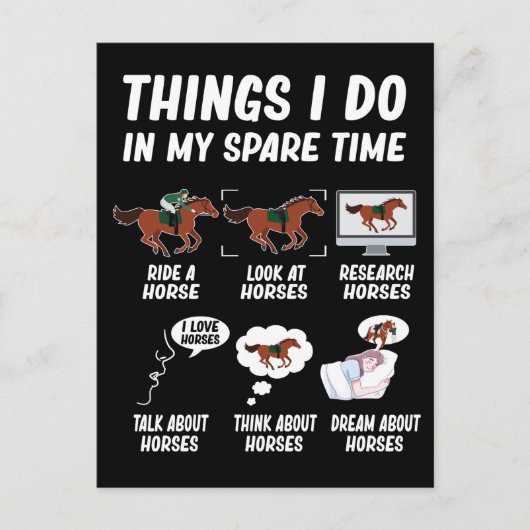 女の子のおもしろい馬の女性が乗る ポストカード (正面)