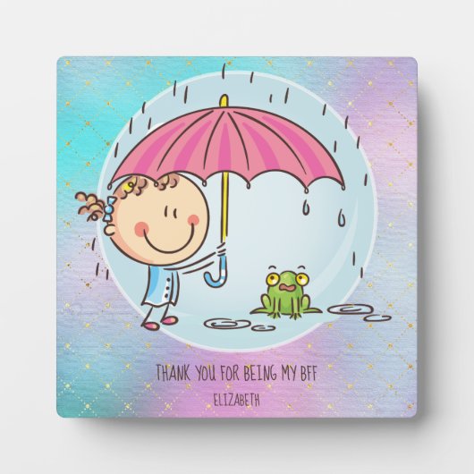 女の子のお友達へのBFFのかわいいプレゼントかわいい フォトプラーク (正面)