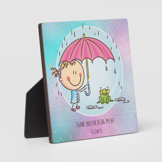 女の子のお友達へのBFFのかわいいプレゼントかわいい フォトプラーク (正面)