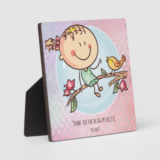女の子のお友達へのBFFのかわいいプレゼントかわいい フォトプラーク (正面)