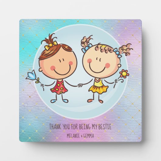 女の子のお友達へのBFFのかわいいプレゼントかわいい フォトプラーク (正面)
