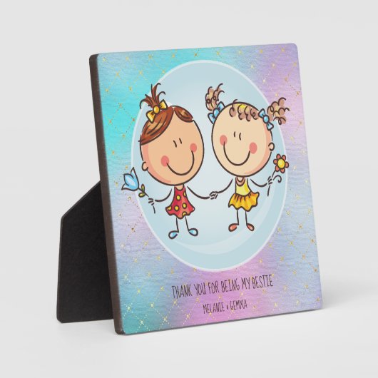 女の子のお友達へのBFFのかわいいプレゼントかわいい フォトプラーク (正面)