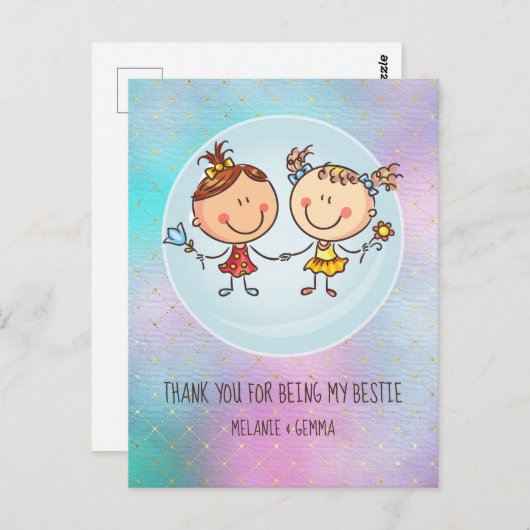 女の子のお友達へのBFFのかわいいプレゼントかわいい ポストカード (正面/裏面)
