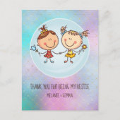 女の子のお友達へのBFFのかわいいプレゼントかわいい ポストカード (正面)