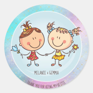 女の子のお友達へのBFFのかわいいプレゼントかわいい ラウンドシール