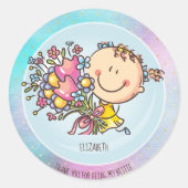 女の子のお友達へのBFFのかわいいプレゼントかわいい ラウンドシール (正面)