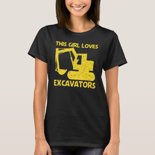 女の子のお母さんのためのクールな掘削機 重機オペラ Tシャツ (正面)